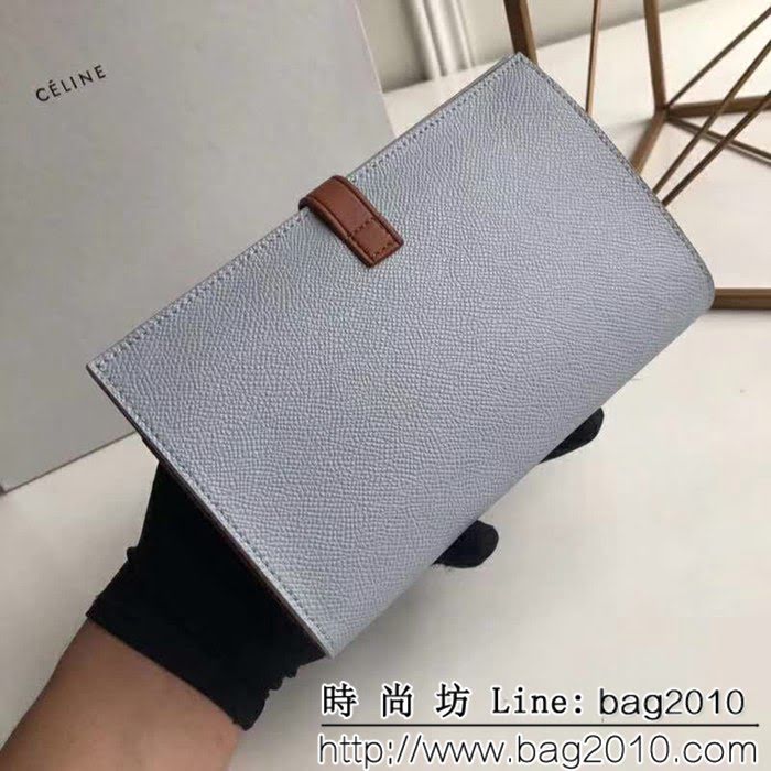 CELINE賽琳原單 專櫃 手掌紋牛皮搭扣拼色錢夾 4148 SL1450